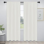 Easy-Going Rod Pocket Blackout Curtains for Bedroom, Room Darkening Window Curtains for Living Room, Thermal Insulated Noise Reduction Solid Window Drapes, 2 Panels(42x84 in, Ivory)