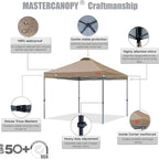 MASTERCANOPY Durable Pop-up Canopy Tent with Roller Bag (12x12, Khaki)