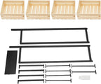 4 Tiers Retail Display Rack, Single Row Wood Market Shelf Commercial Fruit and Vegetable Basket Stand Rack Set Snack Pantry Shelf Unit for Kitchen, Office, Store, Supermarket