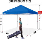 CROWN SHADES 12x12 Pop Up Canopy Outside Canopy, Patented One Push Tent Canopy with Wheeled Carry Bag, Bonus 8 Stakes and 4 Ropes, Blue