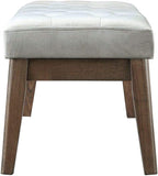 24KF Velvet Upholstered Buttons Tufted Entryway Bench with Solid Wood Leg,Bed Bench Ottoman with Padded Seat,5034-Gray