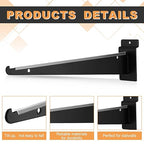 Therwen 24 Pcs 15.8" Chrome Slatwall Knife Shelf Bracket with Lip Metal Bracket Hooks Slatwall Hanger Heavy Duty Shelf Accessories Home Boutique Retailer Display (Black)