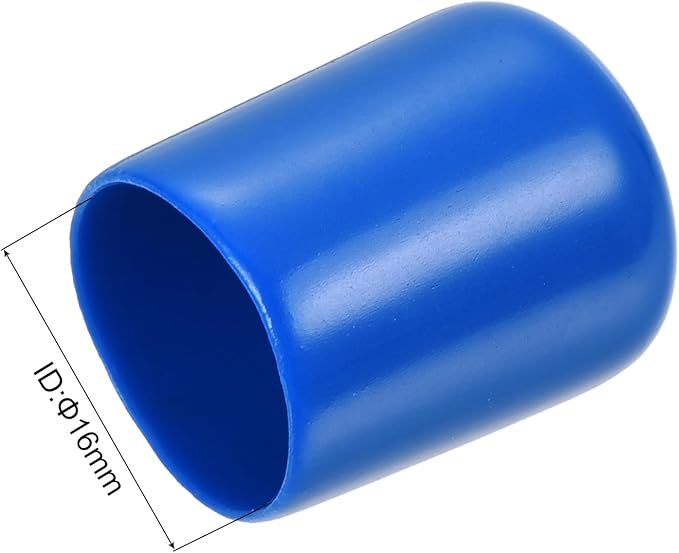 uxcell 10pcs Rubber End Caps 16mm ID Vinyl Round End Cap Cover Screw Thread Protectors Blue