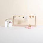 GemeShou wooden earring holder organizer for girls, maple stud earring display stand for boutique store, jewelry storage organizer shelf【maple stand-One Tier】