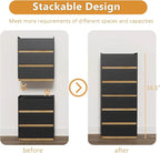 Large Modern Nightstand Black Bedside Table, 3 Drawer Dresser Wood Stackable Storage Drawers for Clothes for Closet, Bedroom, 24"x16"x29"