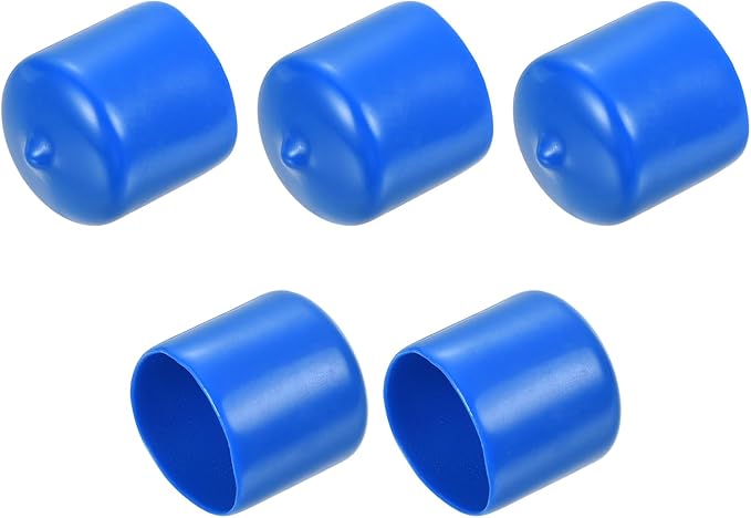 uxcell 5pcs Rubber End Caps 26mm ID Vinyl Round Tube Bolt Cap Cover Screw Thread Protectors Blue