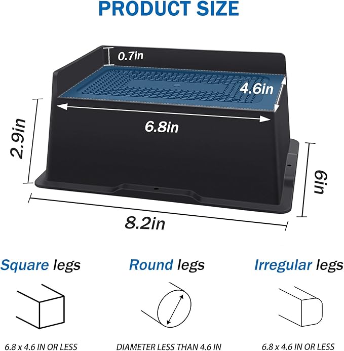 Bed Risers 3 Inch Heavy Duty,Oversized Couch Risers, Extra Wide Furniture Risers for Sofa Table Desk Headboard Chair Lifting,Rectangle Risering Blocks Support 6000 lbs(6 Pack Black)