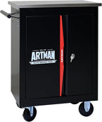 Rolling Tool Chest Box with 2 Doors and Adjustable Shelves, 22.2" D Movable Lockable Tool Cart Multi-Functional Hardware Storage Cabinet Box Auto Repair Locker