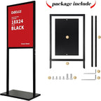 DISPLAYSWORKER Sign holder floor stand, heavy Duty Pedestal poster banner stand for display,18×24 inch slide-in double sided poster sign holder floor standing for board Display (Black, 18×24)