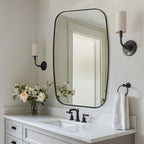 ANDY STAR Black Oblong Mirror, 32x40 Inch Black Oval Mirror for Bathroom with Stainless Steel Metal Frame, Wall Mouned for Bathroom, Living Room, Entryway