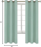 BGment Blackout Curtains - Grommet Thermal Insulated Room Darkening Bedroom and Living Room Curtains, Set of 2 Panels (42 x 72 Inch, Frosty Green)