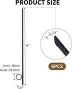 6 Pack Rebar Stakes 3/8" x 18" Heavy Duty Steel Ground Anchors with 1" Loop & Angled End for Canopy, Camping, Tent, Tarps, Garden & Yard, Black