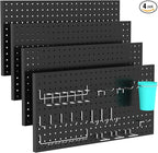 4 PCS - 12" W x 24" H x 0.78" D Metal Pegboard Wall Organizer, Compatible with All 1/8" and 1/4" Hooks, Suitable for Wall Home, Garage Tool Storage, Office Organization, Craft Room, Kitchen
