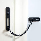 2 Pack Door Chain Lock, KINJOEK Stainless Steel Security Chain Guard with Spring Anti Theft Press Lock, Heavy Duty Polished Door Latch with Screws, Black