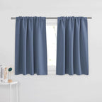 PONY DANCE Blue Haze Short Window Curtains for Kitchen 30 inch Long, 2 Panels Set Half Window Drapes for Bedroom Basement, Blackout Small Curtains for Travel Trailers, Width 29 x Length 30 inches