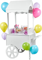 Vintage Candy Cart with Wheels for Party - Dessert Cart with wheels and Handle Bar for easy movement - 67" H' X 26" L' X 22" W' - PVC Treat Cart for Parties, Weddings and Birthday - Easy Assembly