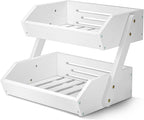 G.a HOMEFAVOR Fruit Basket for Kitchen, 2-Tier Fruit Bowl for Kitchen Counter, Vegetable Storage Stand for Fruit Shop, 15 mm Thickness (WHITE)