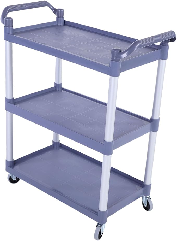 3 Tier Utility Cart Rolling Tool Cart, Heavy Duty Commercial Service Tool 330lbs Load Capacity, Mechanic Tool Storage Organizer for Warehouse Garage M Gray, Equipped with 4