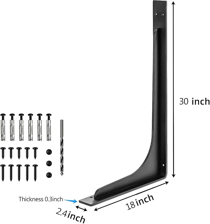 30"x 18"Shelf Brackets,L Shelf Brackets, die-cast Formation, Vertical Angle, Premium Alloy Metal Heavy Duty Shelf Bracket, Corner Brace Joint,Pack of 2. (30 INCH x 18 INCH)