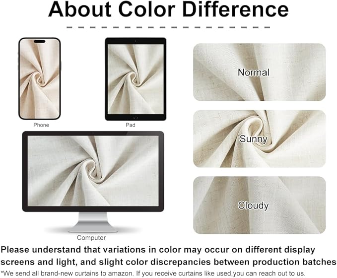 Vision Home Natural Pinch Pleated Full Blackout Curtains Linen Blended Room Darkening Window Curtains 84 inch for Living Room Bedroom Thermal Insulated Pinch Pleat Drapes with Hooks 1 Panel 60"Wx84"L