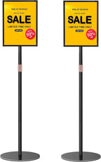 Sign Holder Stand 8.5x11 inch - Flip Open Pedestal Floor Standing Sign Holder, Adjustable Versatile Sign Stands for Display, Floor Sign Holder with Easy Replacement for Events and Promotions (2 PACK)