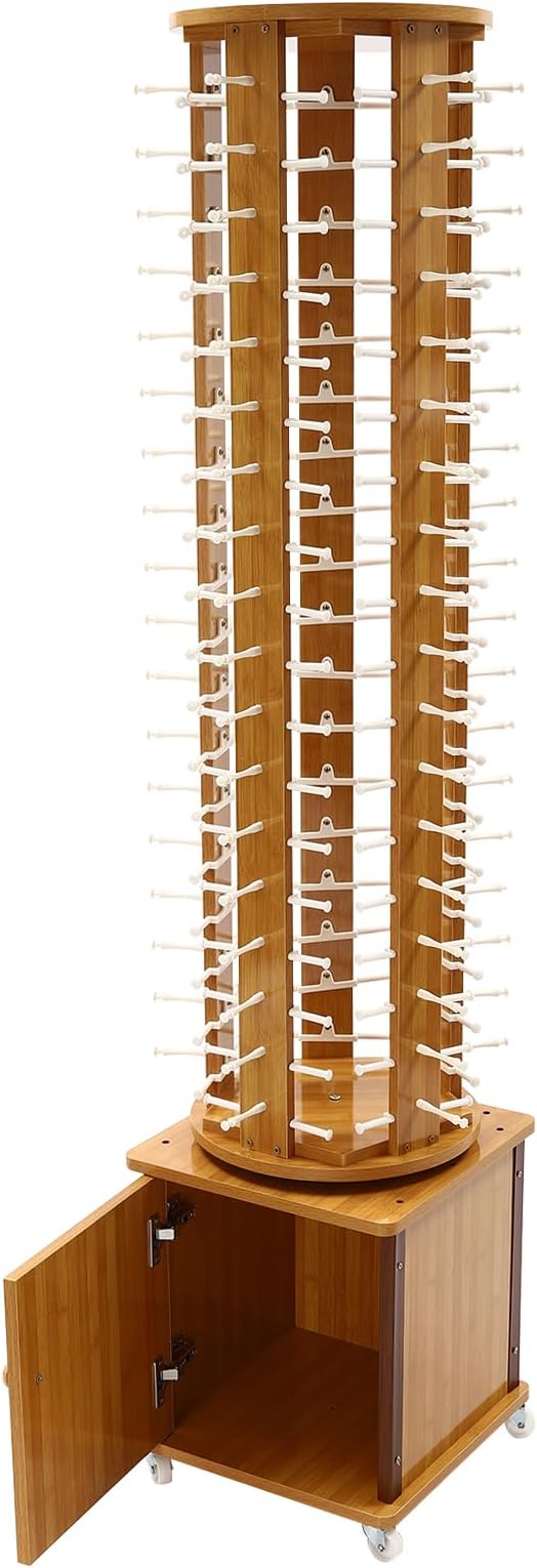 Sunglasses Display Stand, 90 Pairs Wooden 360° Rotating Sunglass Eyeglass Holder Organizer, Glasses Hanger Storage Rack for Retail Commercial Display, L16.9*W14.2*H66.1in, Brown