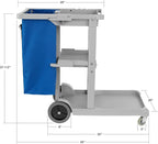 Dryser Commercial Janitorial Cleaning Cart on Wheels - Housekeeping Caddy with Shelves and Vinyl Bag
