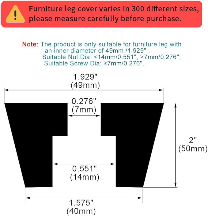 uxcell 4pcs Rubber Feet Bumper Buffer Feet Furniture Table Desk Cabinet Leg Pads Anti-slip with Metal Washer, D49x40xH50mm