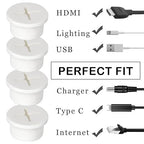 12 Pcs Cable Cord Grommet Silicone Cable Grommet 1" Wire Hole Cover Cable Management Wire Organizer Cable Pass Through Desk Grommet for Table, Computer Desk, Office, Home (White)
