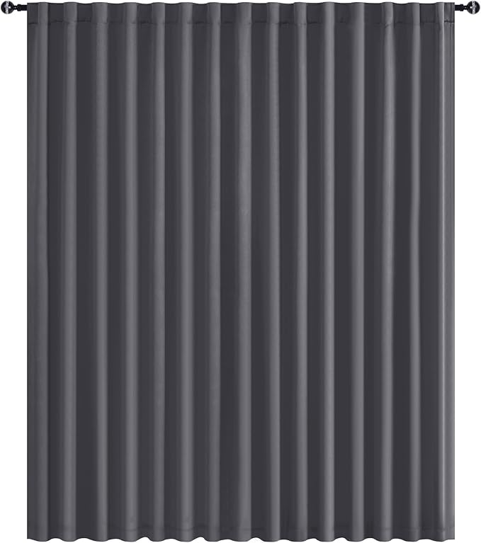 Hiasan Privacy Room Divider Patio Sliding Door Curtain Extra Wide Blackout Thermal Insulated Curtains with Back Tab & Rod Pocket for Bedroom Partition Living Room (120 x 84 Inches, Dark Grey)
