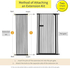 Lumizone Extra Tall Cat Gate Extension Kit 55.12" High Pressure Mounted 2025 New 16.73" Extra Wide 1.37" Gap No Drilling Tall Pet Gate for Dogs (Black, 55.12" H x 16.73" W, Extension)