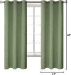 BGment Grass Green Black Out Curtains 63 Inch Long for Bedroom - Spring Style Room Decor Thermal Insulated Grommet Minimalist Window Treatments Drapes, 2 Panels, 42 x 63 Inch