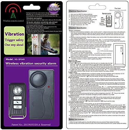 Mengshen Wireless Vibration Alarm, Anti-Theft Burglar Alarm for Bicycle/Bike/Motorcycle/Car/Vehicles/Door/Window, 110db Super Loud (Remote Control Included)