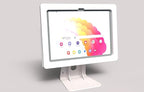 TABcare Anti-Theft Acrylic Case with 360 Rotate 180 Swivel Metal Desktop Stand & 90-Degree USB C Cable for Samsung Galaxy TAB Tablet (White, TAB A8 10.5)