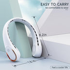 Portable Neck Fan, Bladeless Neck Fan, USB Rechargeable Personal Fan, 4000 mAh Battery Operated Fan, 3 Speeds Adjustable,Faster Cooling, Ultra Quiet, Suitable for Home, Office, Sports
