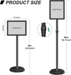 Sign Holder Floor Display Stand: 8.5 x 11 inch Adjustable Standing Signage Stand with Snap Frame for Malls Schools Restaurants (Black, 8.5 x 11" (2 PACK))