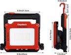 20W 3000LM Cordless LED Work Light, Compatible with Dewalt, Milwaukee and Makita 18-21 V Battery, Foldable Magnetic Base, Brightness Dimmable (Light Only/Charger Not Included)