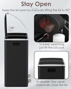 Arlopu Dual Trash Can, 2 x 8 Gallon (2 x 30 L) Hands-Free Trash and Recycle Bin Combo, Stainless Steel Kitchen Garbage Can with Soft-Close Lid, Removable Inner Buckets, Step Pedal, Airtight (Black)