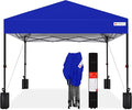 Best Choice Products 10x10ft 1-Person Setup Pop Up Canopy Tent Instant Portable Shelter w/ 1-Button Push, Case, 4 Weight Bags - Resort Blue