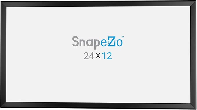 SnapeZo Photo Frame 12x24, Black, 1.25 Inch Aluminum Profile, Front-Loading Snap Frame, Wall Mounting, Professional Series