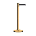 Crowd Control Warehouse CCW Series RBB-150 - Set of 2 Stanchion Retractable Belt Barriers - 16 Foot, Black Belt with Polished Brass Steel Post - Easy Assembly