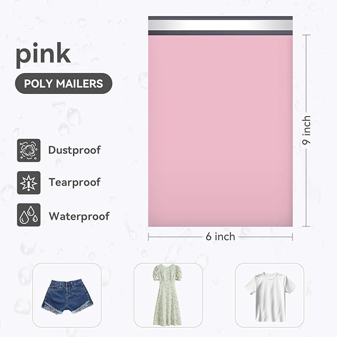 6x9" Poly Mailers 100PCS, 5-Layer Self-Seal Waterproof Shipping Bags for Clothes, Books, Mailing, E-commerce Packaging,Tear-Proof Shipping Envelopes Poly Bags for Business