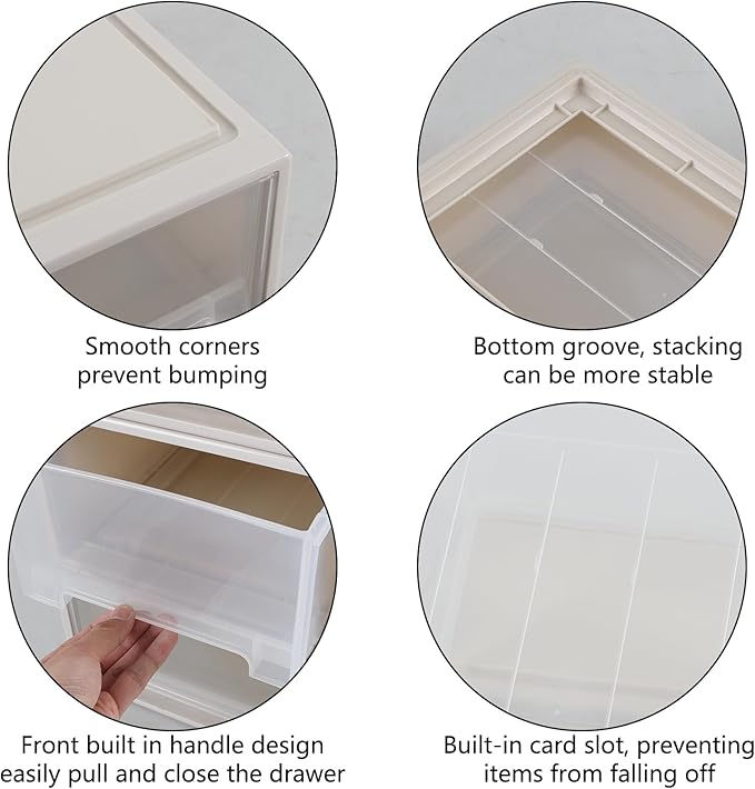 12 Quart Stackable Plastic Drawer Unit, Stacking Desktop Drawer Boxes, 3 Packs