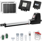 TOPENS AT6131S Solar Single Swing Gate Opener Medium Duty Automatic Gate Motor for Single Swing Gates Up to 18ft, Electric Driveway Gate Operator AC Powered with Solar Panel Remote Control Kit
