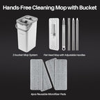 JOYMOOP Mop and Bucket Set, Dust Mops for Floor Cleaning, Wall Mop with 4 Microfiber Mop Head Replacement