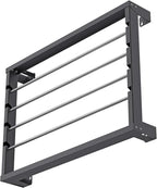 SELEWARE Heavy Duty Wall-Mounted Wire Spool Rack – Cable Reel Holder and Dispenser with 4 Adjustable Stainless Steel Rods for Industrial, Electrical, and Retail Storage and Display (Black)