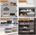 Hershii Expandable Closet Tension Shelf Rod Adjustable Metal Storage Rack Cabinet Organizer DIY Divider Separator Shelves for Wardrobe Cupboard Kitchen Bathroom, Black, 39.76-60.03inches