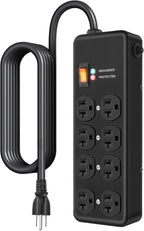 Heavy Duty Surge Protector 20Amp,Metal Power Strip with 8 Outlets,Wall Mount Surge Protector 4800J,12 Gauge 6FT Extension Cord 5-15P Adapter Workshop & Industrial Use with 6-20R T-Slot Outlets