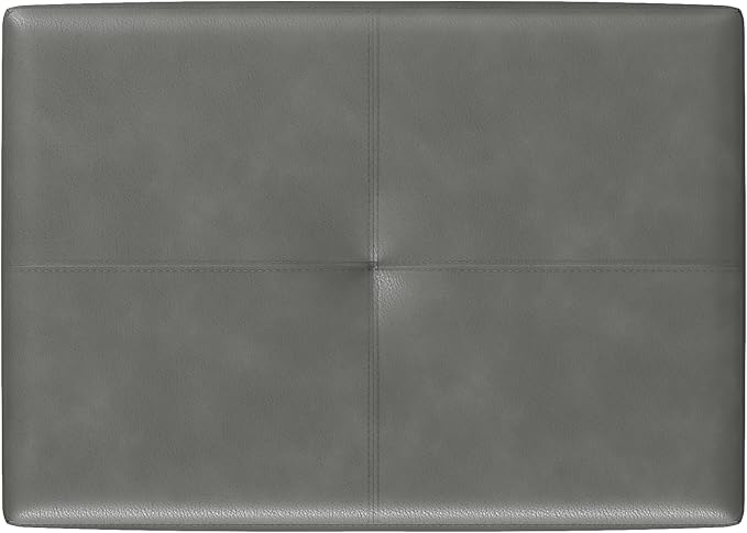 Leather Vanity Stool, 18.7 Inch Wide Rectangle Ottoman Bench for Makeup Room, Vanity Chair with Wood Legs for Piano Room, Bedroom,Living Room with Customizable (Gray)