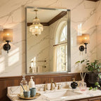 50"x30" Silver Framed Bathroom Mirror, Large Rectangular Vanity Mirror, Aluminum Metal Frame, Wall Farmhouse Modern Wall-Mounted Mirrors for Bathroom, Bedroom, Living Room, Over Sink